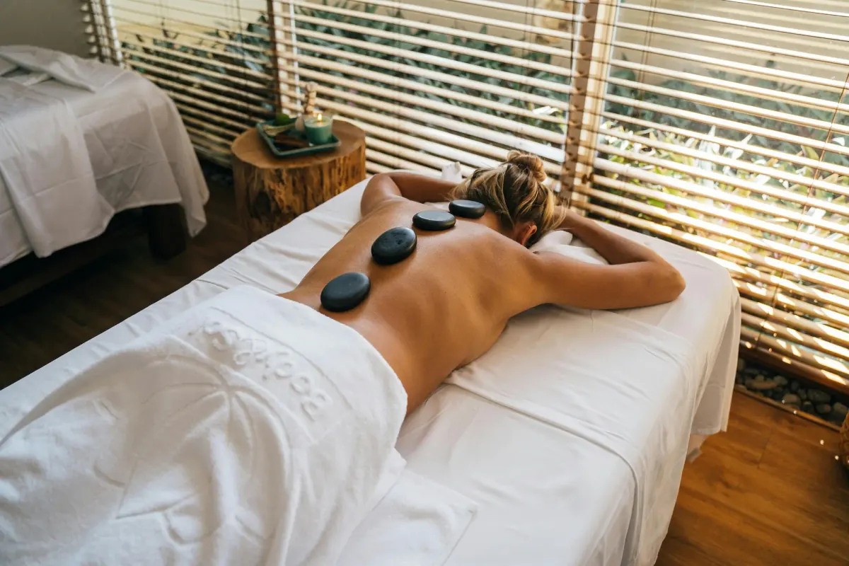 Sensual skin-to-skin touch and warm oil erotic massage